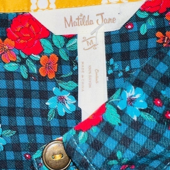 MATILDA Jane Check Floral Fa La La Dress~Duster Medium - Picture 7 of 7